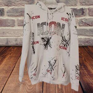 Icon Ice Paint Splatter Hoodie Men Large Graphic All Over Print Streetwe…